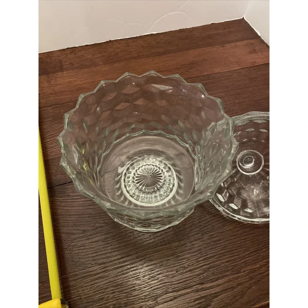 Vintage Homco‎ American Cube Pattern Pedestal Candy Dish With Lid
